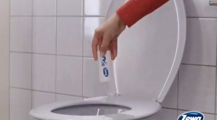 Publicitate idiotă a hârtiei igienice zev (zewa aqua tube) cu manșon de neșters, prost