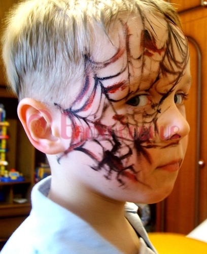 Як намалювати павутину на обличчі, обличчі дитини як зробити аквагрим павутини