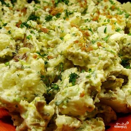 Burgonya saláta szalonnával - lépésről lépésre recept fotók