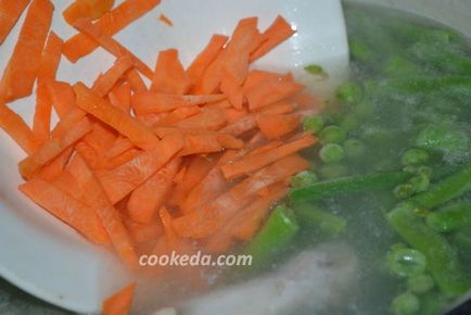 Supă de pui cu orez și fasole verde