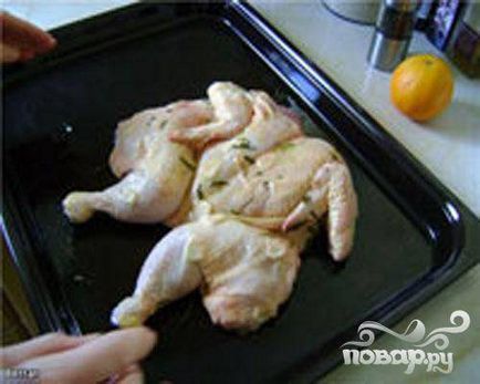 Csirke rozmaring, a fokhagyma és a narancs - lépésről lépésre recept fotók