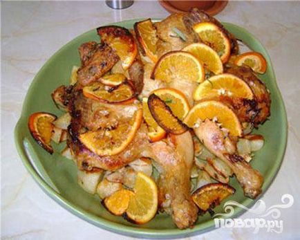 Csirke rozmaring, a fokhagyma és a narancs - lépésről lépésre recept fotók