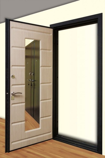 Металеві двері з дзеркалом всередині робимо красивим і функціональним вхід в будинок