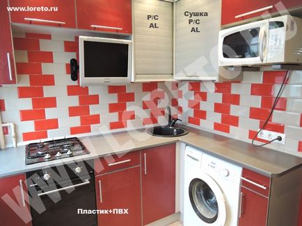 Mașină de spălat vase într-o bucătărie mică în designul și ideile de fotografie ale lui Hrușciov