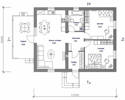 Проект одноповерхового заміського будинку - бюджетний-1 - простота зі смаком, gidproekt
