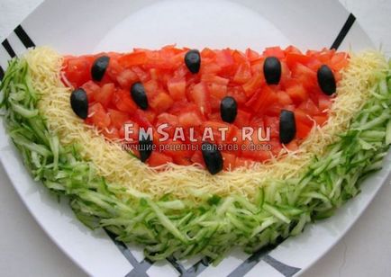 Rețetă pentru salată - o felie de pepene verde - cu o fotografie - o bucată de vară