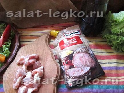 Saláta burgonyával és szalonnával recept egy fotó