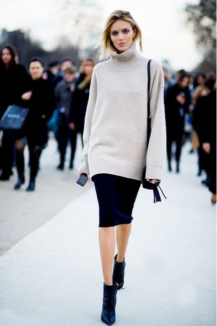 З чим носити сірий светр жіночий або чоловічий, довгий або короткий, в'язаний, фото