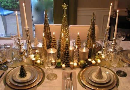 Сервіровка новорічного столу 2017 ідеї для святкового оформлення посуду, келихів, свічок,