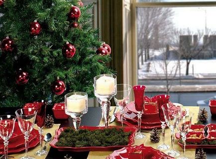 Сервіровка новорічного столу 2017 ідеї для святкового оформлення посуду, келихів, свічок,