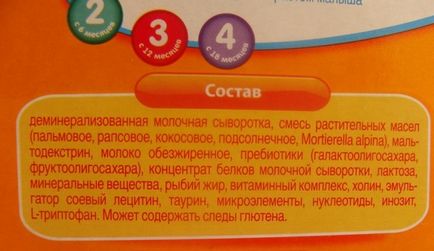 Суміш малятко склад дитячого харчування від 0 до 6 місяців (з народження), таблиця