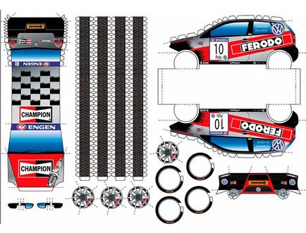 Mașini sport din hârtie - scheme pentru imprimare