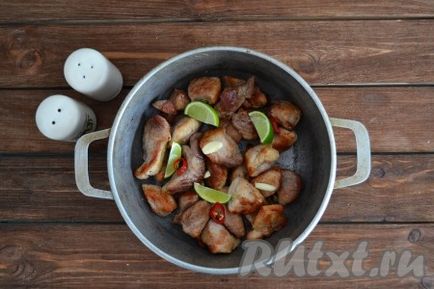 Carne de porc cu legume într-un cazan - rețetă cu o fotografie