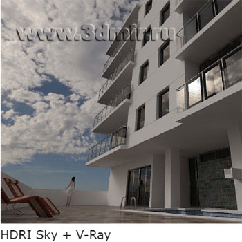 Arhitectură de redare cu hdri cer și vray