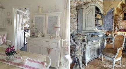 Bufetul în stilul Provence deschis și închis, stilul Provence în interior, flori și design