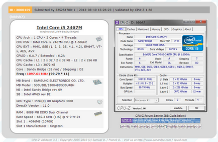 Cpu-z va afișa informații complete despre computer