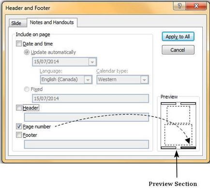 Adăugarea unui titlu - amp; footer în powerpoint 2010