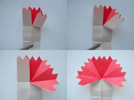 Garoafe pentru copii - flori origami - figurine din hârtie cu mâinile lor