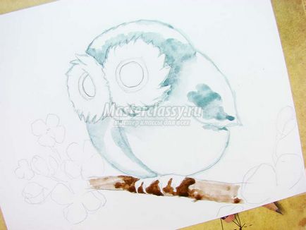 Як намалювати сову аквареллю
