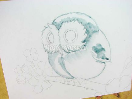 Як намалювати сову аквареллю
