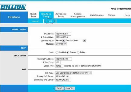 Configurarea unui modem de miliarde bipac 5200s în modul router