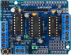 Conectați scutul motorului l293d la placa arduino