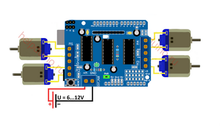 Conectați scutul motorului l293d la placa arduino