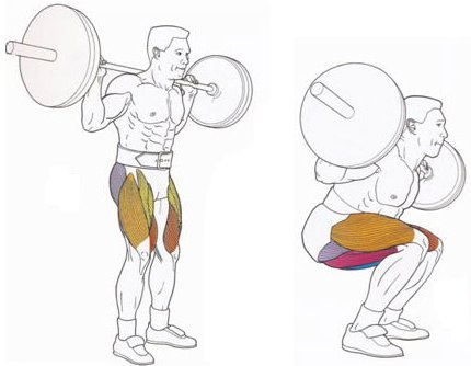 Squats cu un barbell (sau doar un squat), un set de putere de masă și de putere