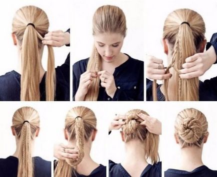 Beam hosszú haj fotók és lépésről lépésre video utasítást, hogy hogyan lehet egy szép köteg saját kezét