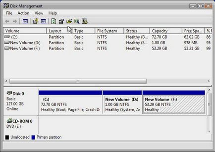 Împărțirea unității hard disk cu Windows Vista