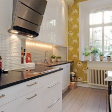 Modern tapéta egy kis konyha tervezés, szín, ötletek