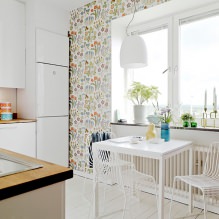 Modern tapéta egy kis konyha tervezés, szín, ötletek
