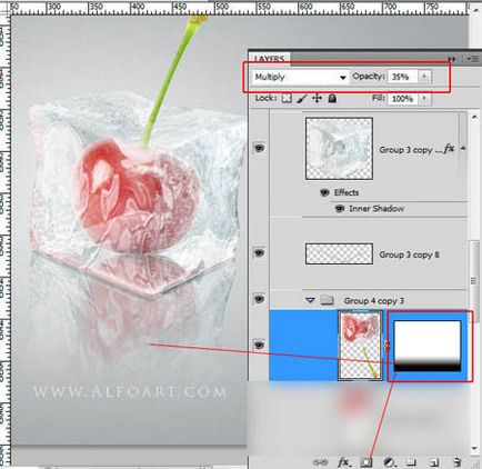 Creați un cub de gheață 3d cu o cireșă congelată în Photoshop