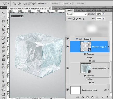 Creați un cub de gheață 3d cu o cireșă congelată în Photoshop