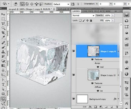 Creați un cub de gheață 3d cu o cireșă congelată în Photoshop