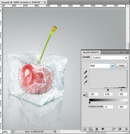 Creați un cub de gheață 3d cu o cireșă congelată în Photoshop