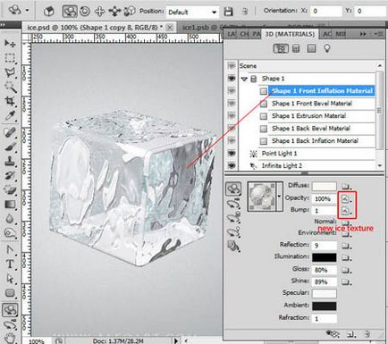 Creați un cub de gheață 3d cu o cireșă congelată în Photoshop