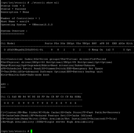 Storcli comandă control raid controler lsi în vmware esxi 5