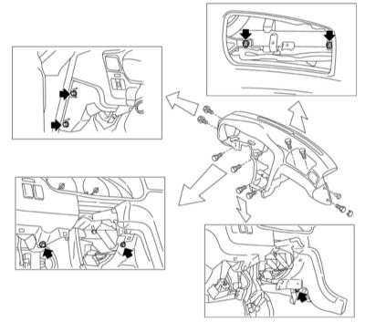 Subaru moștenire outback, scoaterea și instalarea panoului de instrumente, moștenire subaru