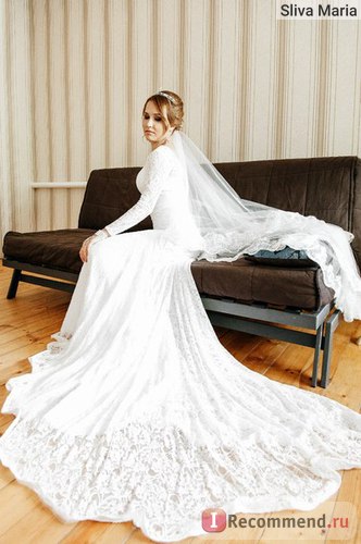 Весільна сукня aliexpress new gorgeous lace wedding dresses scoop neckline long sleeves v back