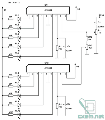 LED jelerősség jelző ka2284 (an6884)