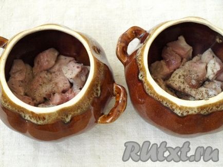 Свинина з грибами і картоплею в горщиках - рецепт з фото