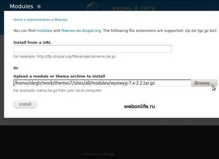 Instalăm modulul drupal wysiwyg și editorul de text