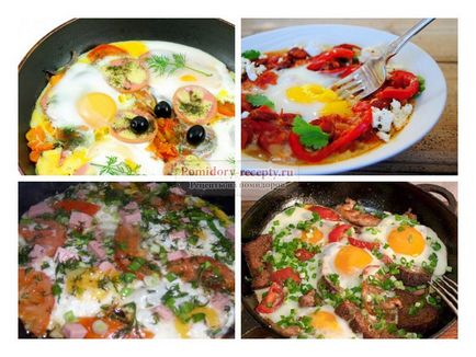 Ouă sparte cu roșii, rețete populare cu fotografii