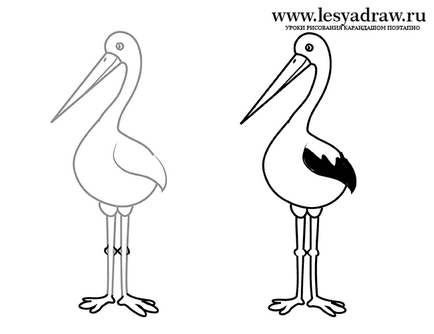 Stork pas cu pas desen - facem meserii frumoase din conuri cu mâinile noastre