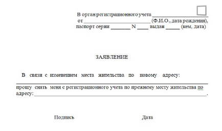 Бланк заяви про зняття з реєстраційного обліку - як написати заяву на виписку по мп і мж