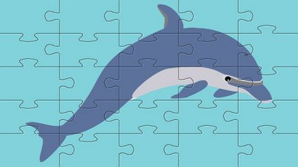 Delfini-puzzle-uri sunt predate pentru a face o imagine de fragmente