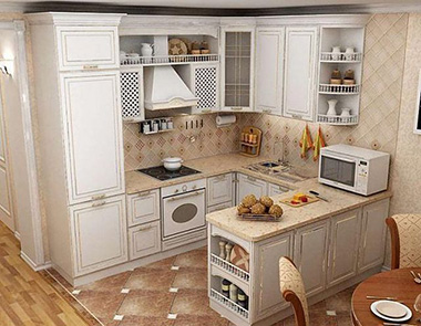 Design de bucătărie pătrată (27 fotografii), idei de aspect interior