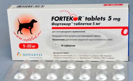Fortecor - instrucțiuni de utilizare pentru câini și pisici (pastile - 20 mg, 5 mg și 2,5 mg)