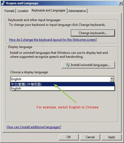 Modificarea limbii pe tastatură